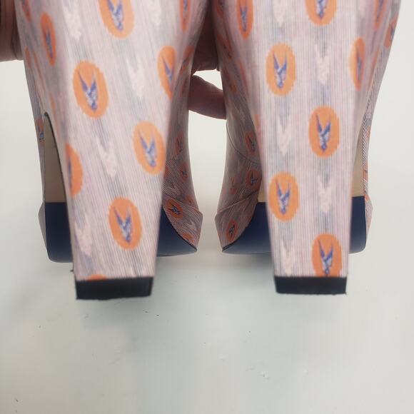 dr. Liza Ankara Pink Comfort Platform Pumps Pink Orange Blue Size 6 - Picture 7 of 9